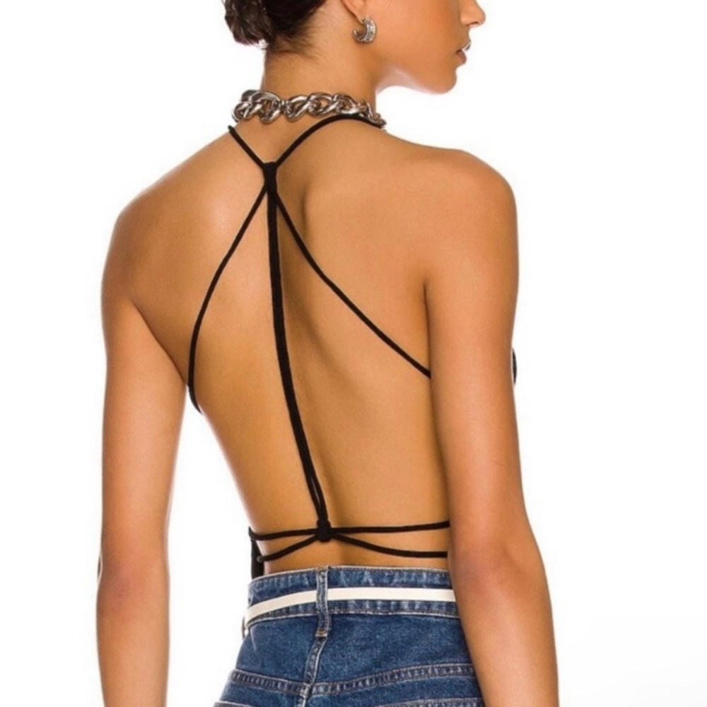 NWT KHAITE Black Anri Halter Strappy Back Bodysuit - Sz M